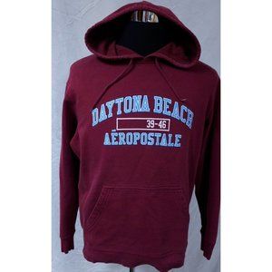 Aeropostale Medium Maroon Red Daytona Beach Heavyweight Spellout Hoodie